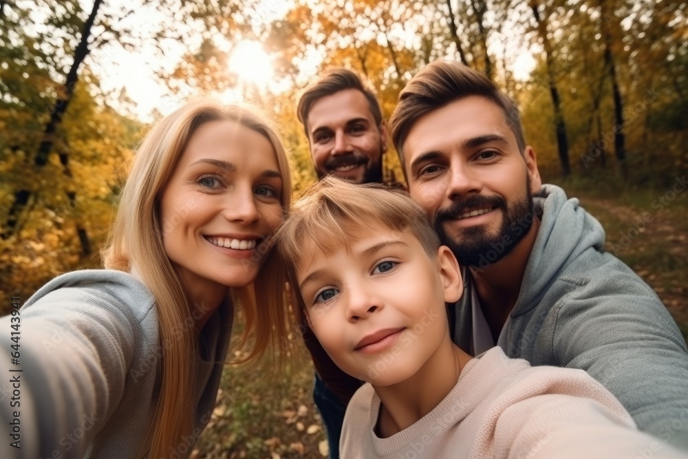 happy family, selfie and bonding in nature on holiday or vacation outdoors happy family, selfie and bonding in nature on holiday or vacation outdoors