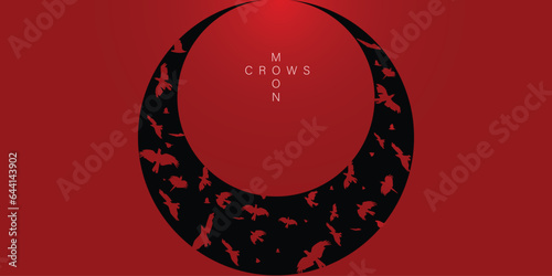 Group of crows on the Moon Abstract Background for Halloween