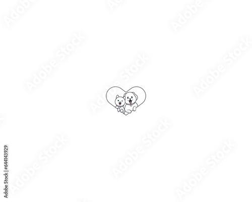 Dog and cat logo design template vector, line of pet logo design suitable for pet shop, store, cafe, business, hotel, veterinary clinic, Domestic animals vector illustration logotype, sign and symbol