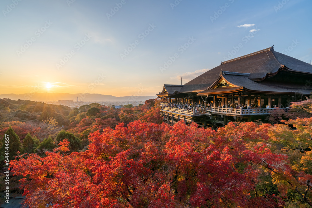 Kiyomizu-dera temple at sunset in autumn season, Kyoto, Japan Kiyomizu-dera temple at sunset in autumn season, Kyoto, Japan