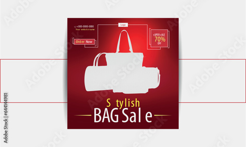 Stylish Exclusive and fashionable bag post design ladies' bag social media post design template. Yellow and red color background flat design for the website
Ladies' bag social media post design. 