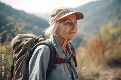 portrait of a senior woman hiking in nature