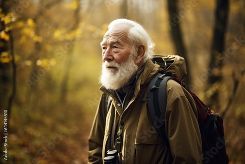 shot of a senior man out for a nature hike © altitudevisual