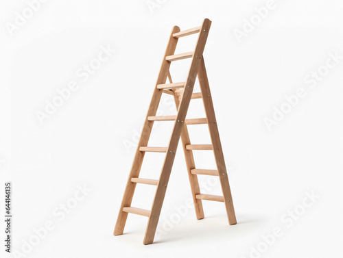 A Wooden Ladder On A White Background