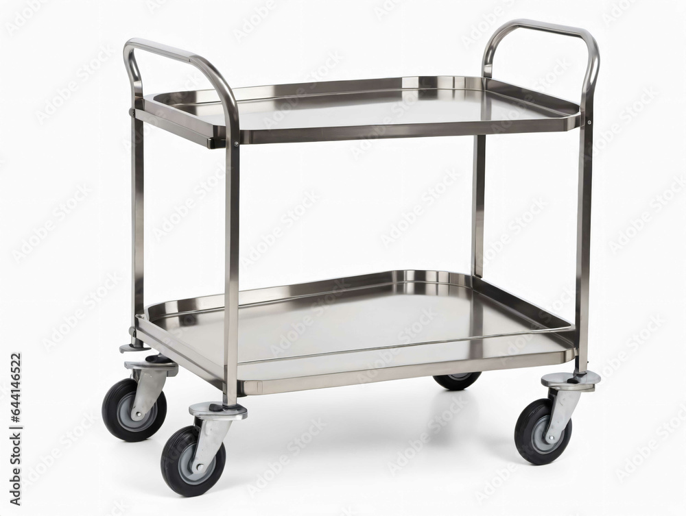 A Stainless Steel Utility Cart With Two Wheels A Stainless Steel Utility Cart With Two Wheels
