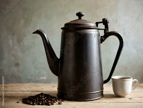 A Coffee Pot Sitting Next To A Cup Of Coffee
