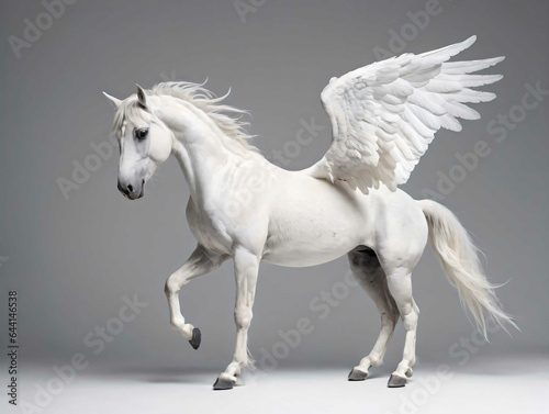 A pegasus White Horse With Wings On Its Back