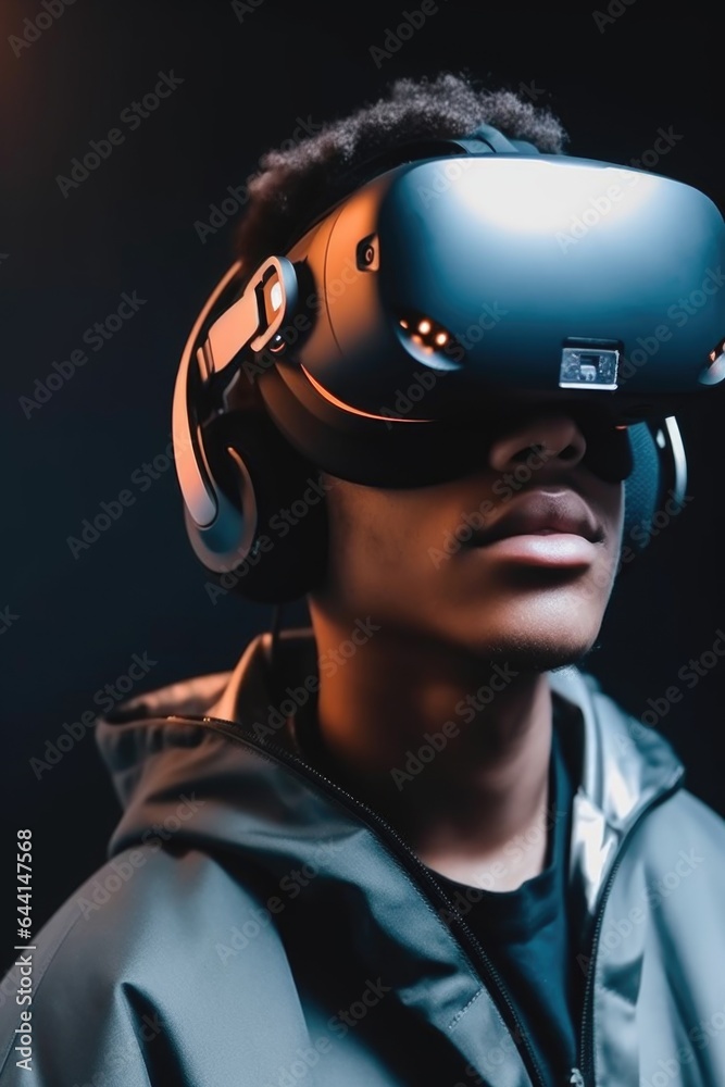 closeup shot of a young man using a vr headset closeup shot of a young man using a vr headset