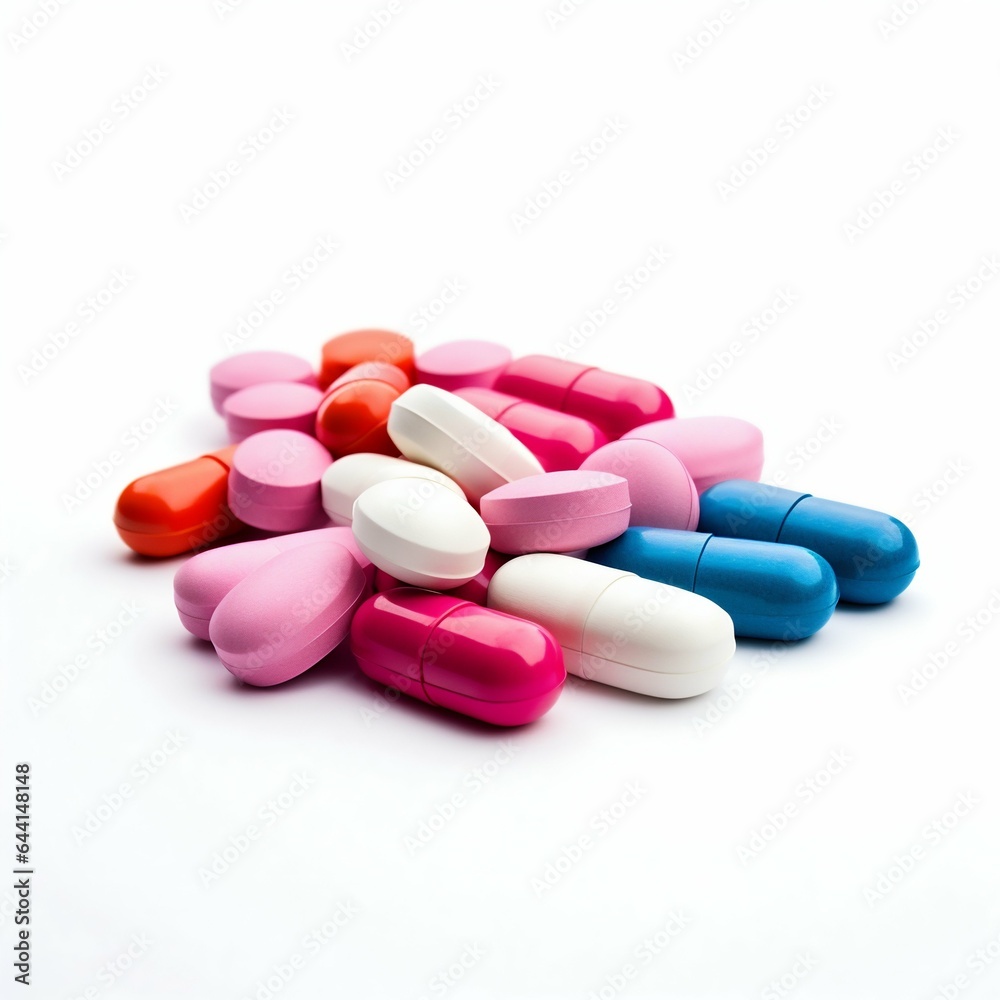Pills Isolated on White Background. Generative ai Pills Isolated on White Background. Generative ai
