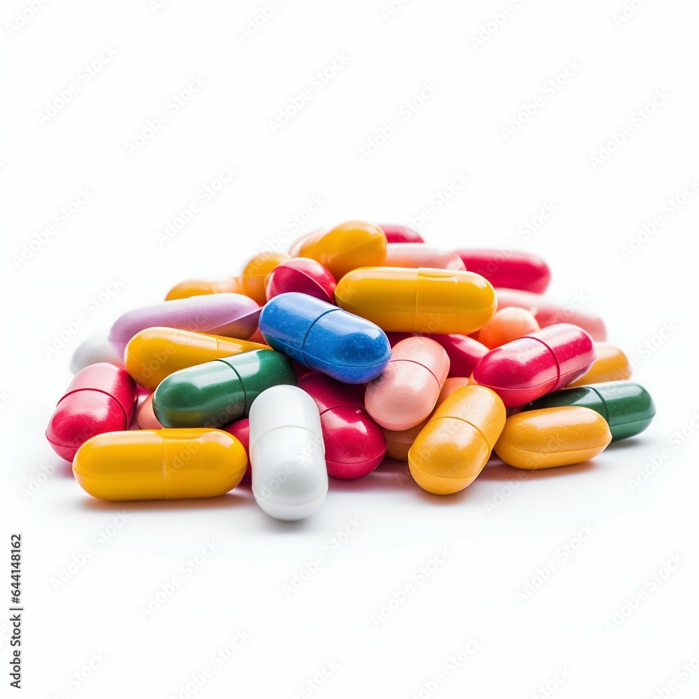 Pills Isolated on White Background. Generative ai Pills Isolated on White Background. Generative ai