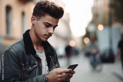 portrait of a young man using his mobile phone to play a game in real life