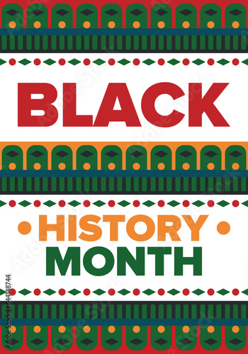 Black History Month. African American History. Celebrated annual. In February in United States and Canada. In October in Great Britain. Poster, card, banner, background. Vector illustration