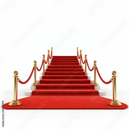 Red Carpet Isolated on White. Generative ai