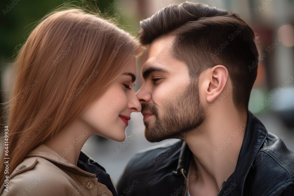 closeup shot of a young couple kissing each other closeup shot of a young couple kissing each other