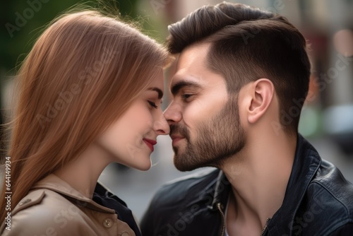 closeup shot of a young couple kissing each other