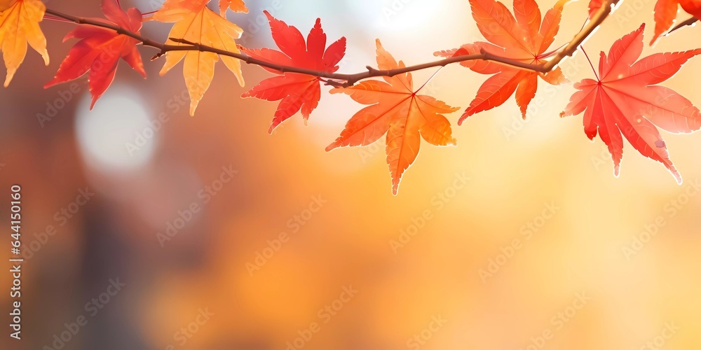 Autumn background with yellow and red leafs. Autumnal background, good for advertising or banners. Ai Generative Autumn background with yellow and red leafs. Autumnal background, good for advertising or banners. Ai Generative