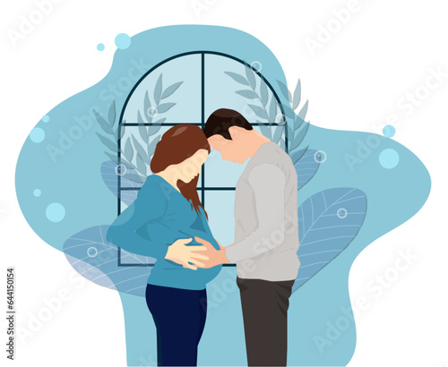 illustration of husband and wife  pregnant and infant loss awareness month