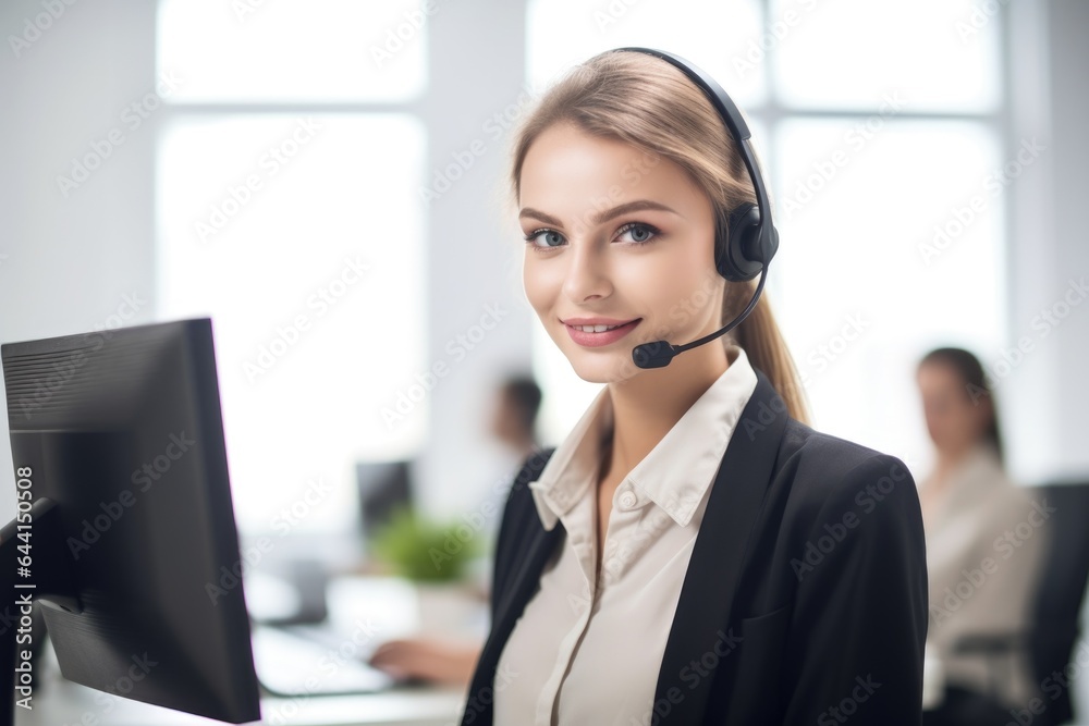 portrait of a confident young woman working in a call centre portrait of a confident young woman working in a call centre