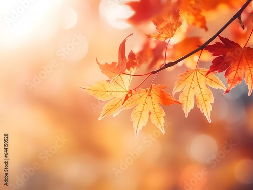 Autumn background with yellow and red leafs. Autumnal background, good for advertising or banners. Ai Generative