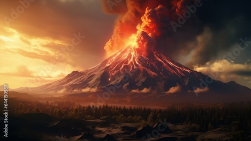 Volcano Eruption Dramatic Landscape. Generative ai