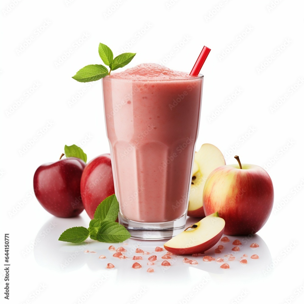 Apple Smoothie Isolated on White Background. Generative ai Apple Smoothie Isolated on White Background. Generative ai