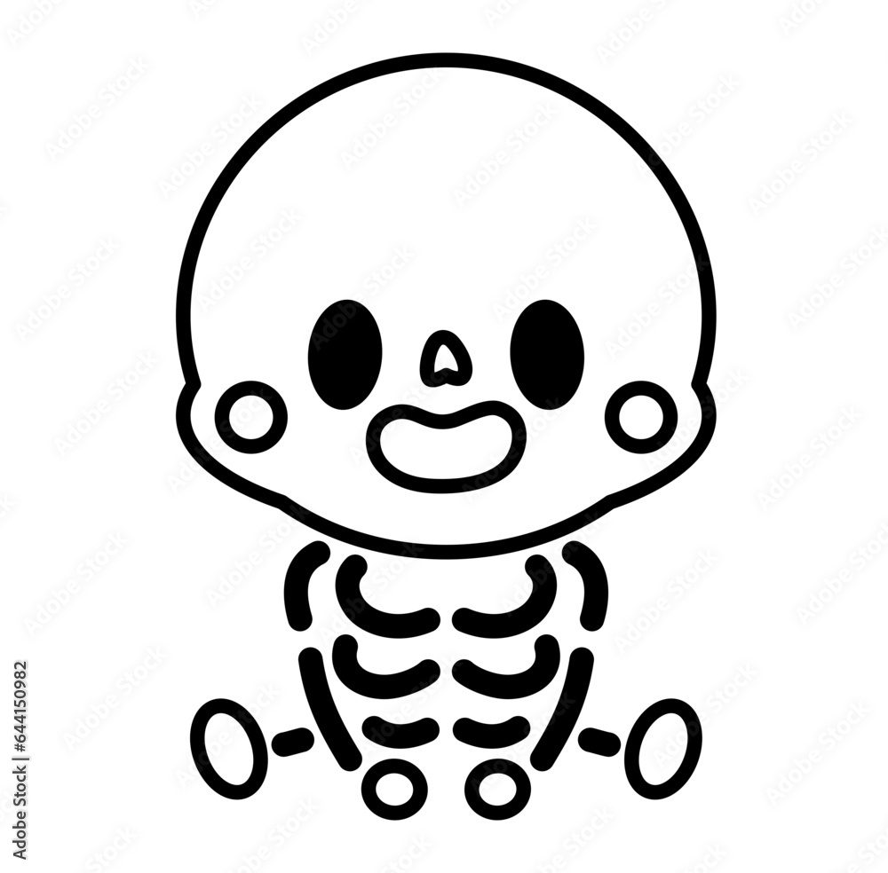 Cute kawaii skeleton skull halloween cartoon outline Cute kawaii skeleton skull halloween cartoon outline