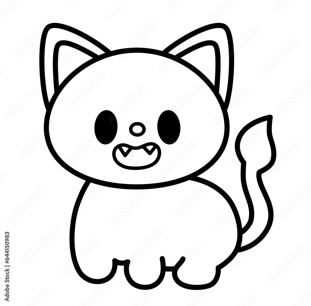 Cute kawaii cat halloween cartoon outline Cute kawaii cat halloween cartoon outline