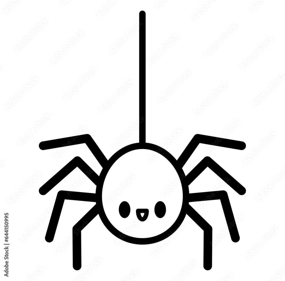 Cute kawaii spider halloween cartoon outline Stock Vector | Adobe Stock