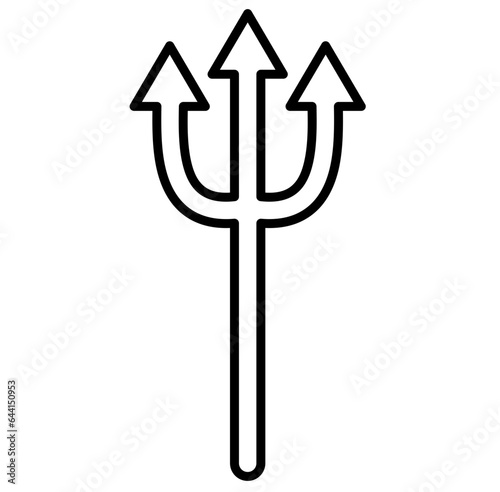 Cute devil trident halloween cartoon outline icon