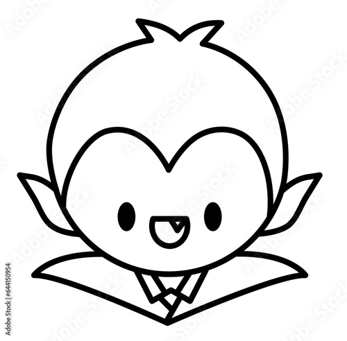 Cute kawaii vampire dracula kids halloween cartoon outline