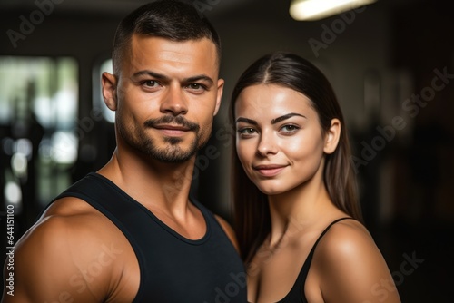 portrait of a young man and woman standing together after a workout