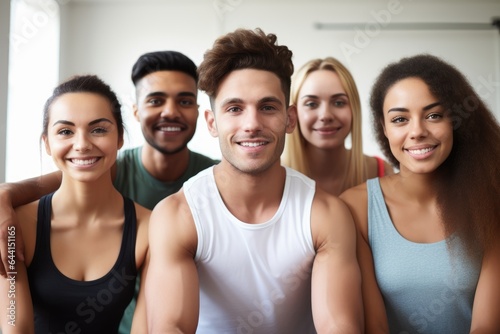 portrait of a group of young friends working out together