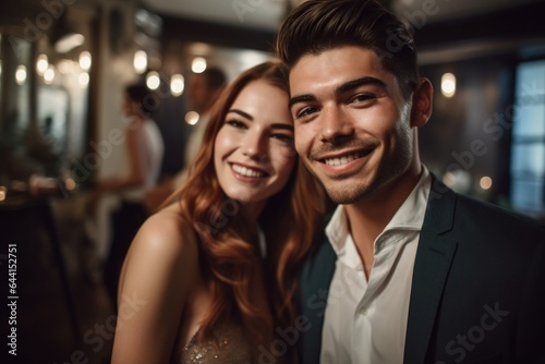 portrait of a happy young man with his date at an events venue