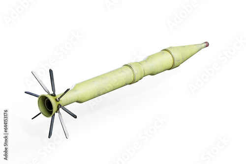 Anti-tank guided missile with rockets. 3D rendering isolated on white background photo