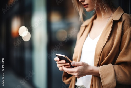 shot of an unrecognizable young woman standing and using her smartphone