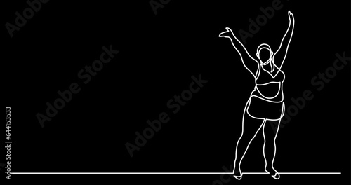 continuous line drawing vector illustration with FULLY EDITABLE STROKE of body positivity concept background