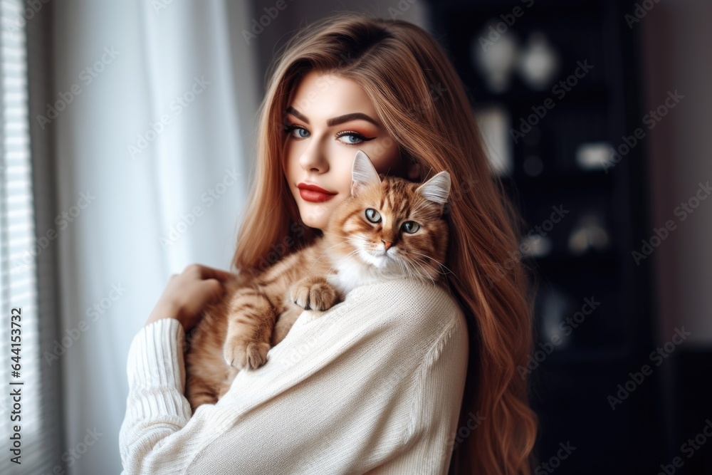 shot of a beautiful young woman holding her pet cat shot of a beautiful young woman holding her pet cat