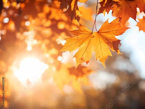 Autumn background with yellow and red leafs. Autumnal background  good for advertising or banners. Ai Generative
