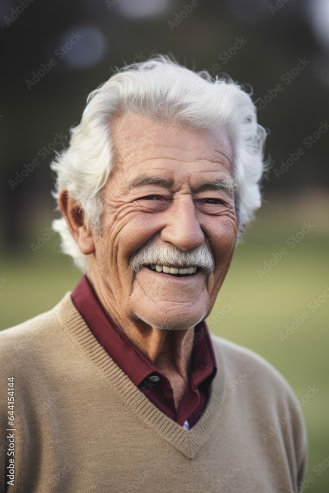portrait of a senior man on a golf course