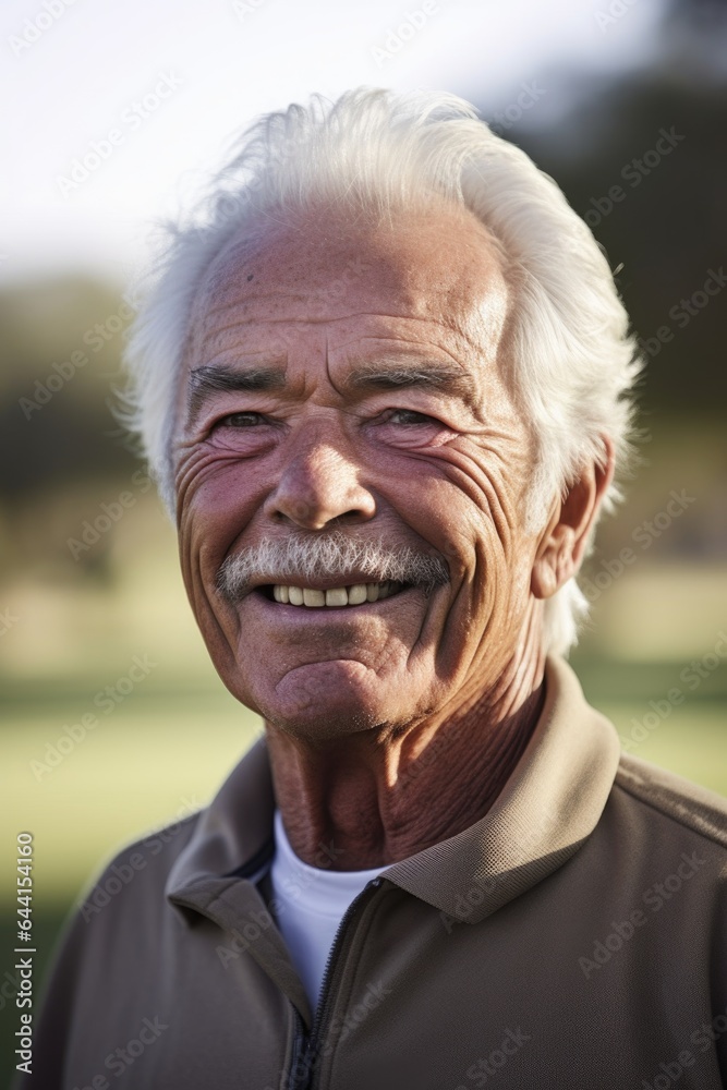 portrait of a senior man on a golf course