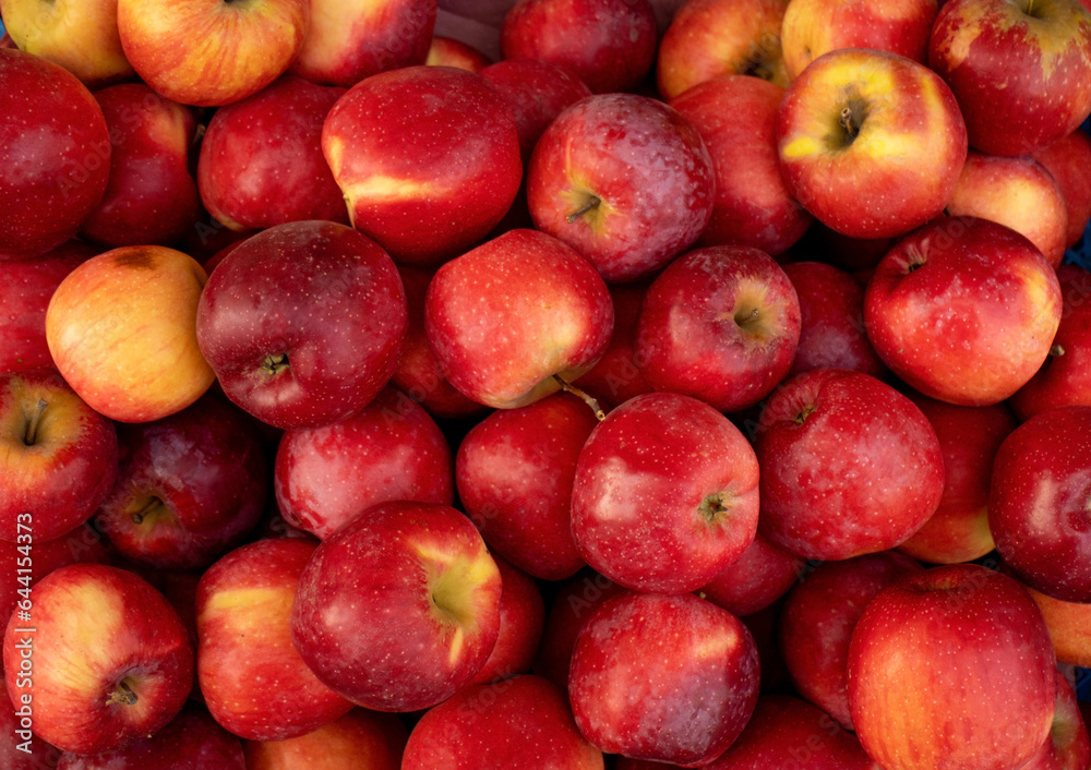 Ripe red apples. Top view of many apples. Ripe red apples. Top view of many apples.