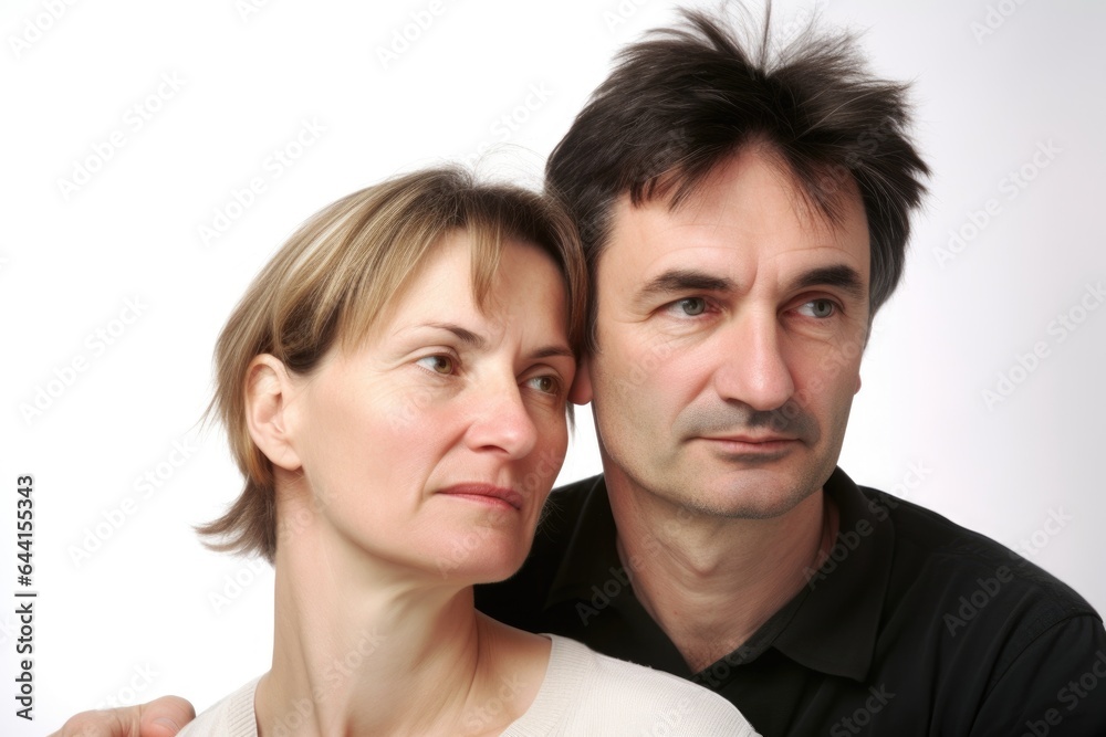studio shot of two people against a white background studio shot of two people against a white background