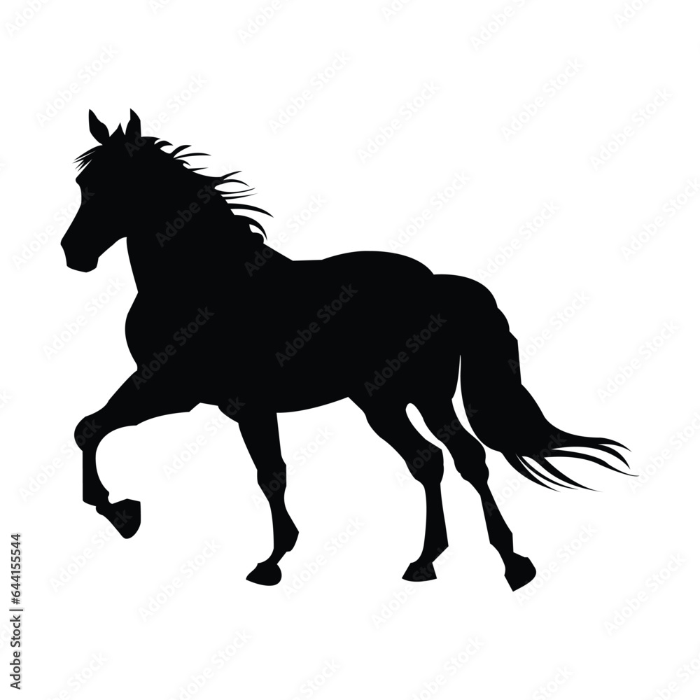 Obraz premium Graceful Horse Silhouette on White