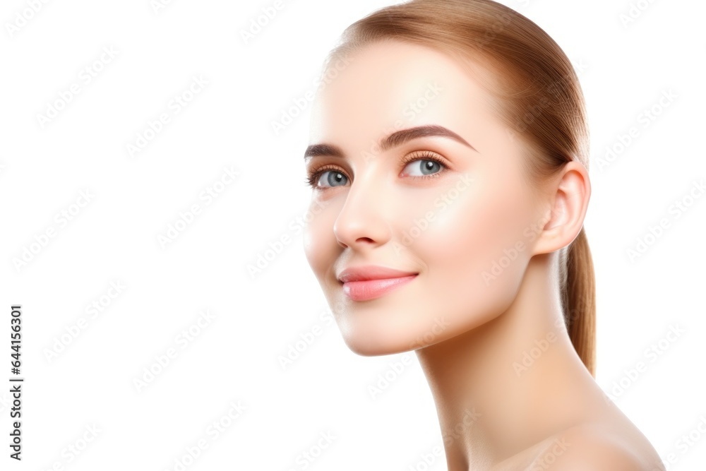 closeup studio shot of a beautiful young woman with perfect skin isolated on white closeup studio shot of a beautiful young woman with perfect skin isolated on white