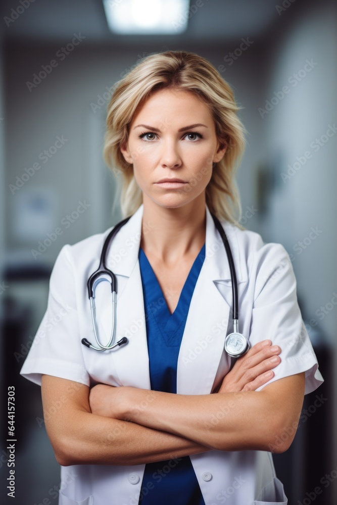 cropped portrait of a female doctor standing with her arms folded in the office cropped portrait of a female doctor standing with her arms folded in the office