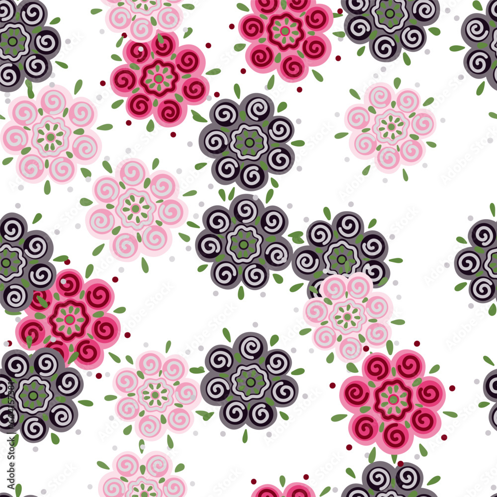 Abstract ethnic bud flower seamless pattern. Stylized floral botanical wallpaper.
