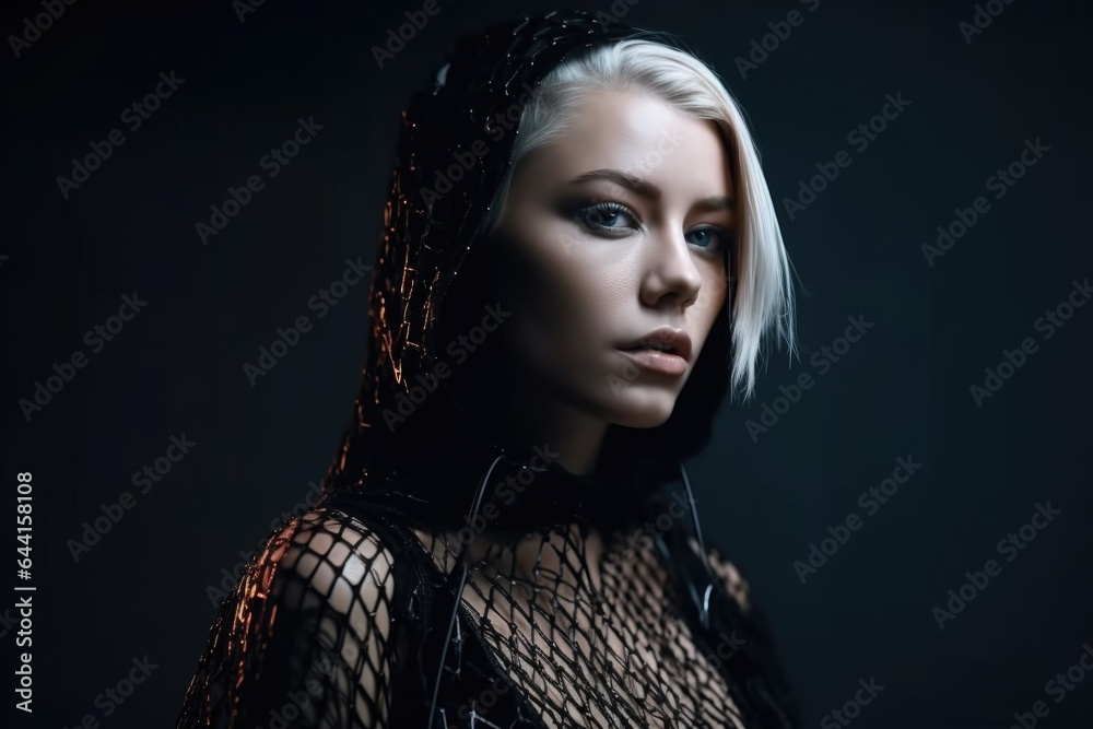 shot of a beautiful young woman in futuristic clothing