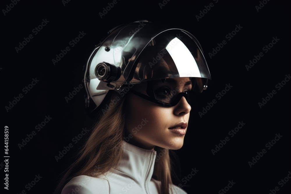 shot of a beautiful young woman wearing futuristic headgear shot of a beautiful young woman wearing futuristic headgear