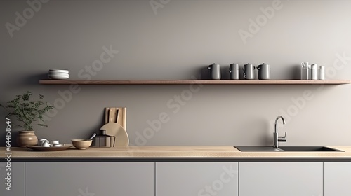 pantry kitchen mockup design template interior design concept with beautiful kitchen minimal decorating elevation kitchen showcase background,ai generate