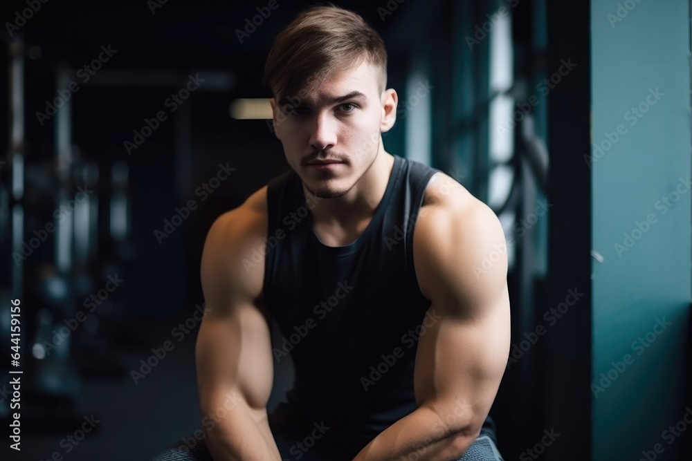 Fototapeta premium portrait of a fit young man in gym clothes ready for his workout